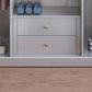 Grijze kleur garderobe armoire houten zachte close deur garderobe kast met 2-ladel
