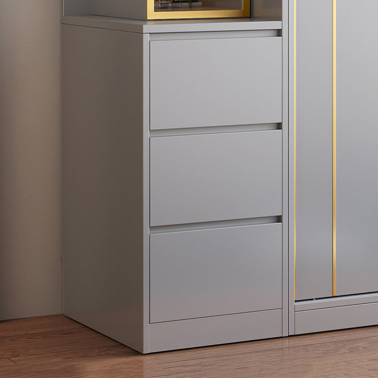 Grijze kleur garderobe armoire houten zachte close deur garderobe kast met 2-ladel