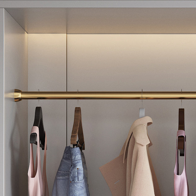 Grijze kleur garderobe armoire houten zachte close deur garderobe kast met 2-ladel