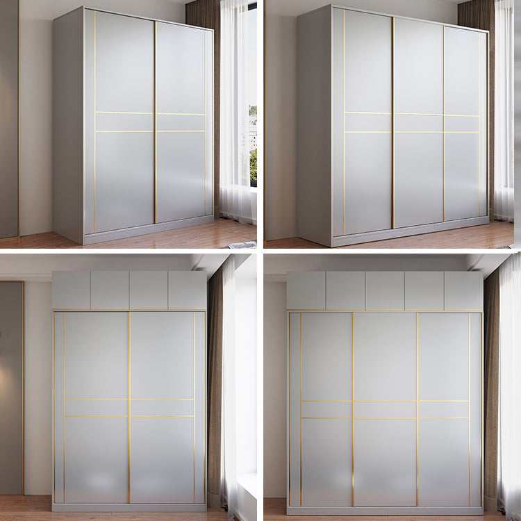 Grijze kleur garderobe armoire houten zachte close deur garderobe kast met 2-ladel