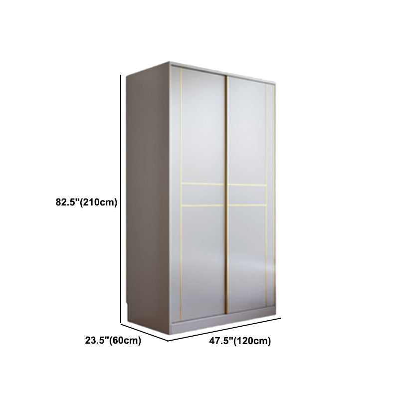 Grijze kleur garderobe armoire houten zachte close deur garderobe kast met 2-ladel