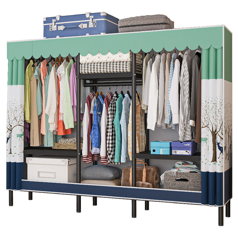 Contemporary Bedroom Wardrobe Metal Wardrobe Closet with Shelves Clearhalo 'Armoires & Wardrobes' 'armoires_wardrobes' 'Bedroom Furniture' 'furn' 'furn_armoires_wardrobes' 'Furniture' 5749877