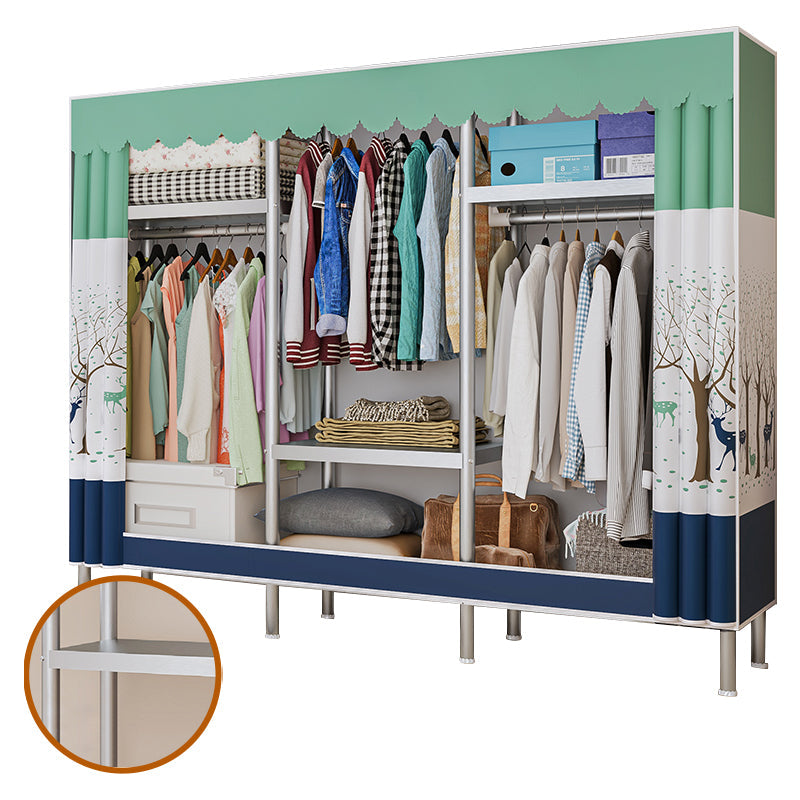Contemporary Bedroom Wardrobe Metal Wardrobe Closet with Shelves 66"L x 18"W x 69"H White Clearhalo 'Armoires & Wardrobes' 'armoires_wardrobes' 'Bedroom Furniture' 'furn' 'furn_armoires_wardrobes' 'Furniture' 5749880