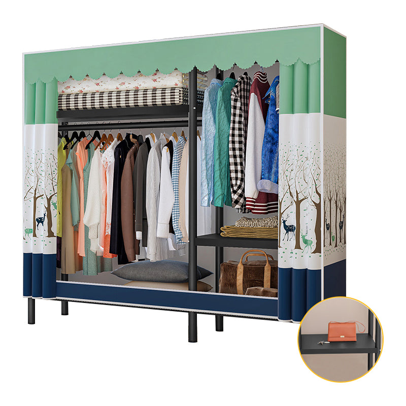 Contemporary Bedroom Wardrobe Metal Wardrobe Closet with Shelves 49"L x 18"W x 69"H White Clearhalo 'Armoires & Wardrobes' 'armoires_wardrobes' 'Bedroom Furniture' 'furn' 'furn_armoires_wardrobes' 'Furniture' 5749883