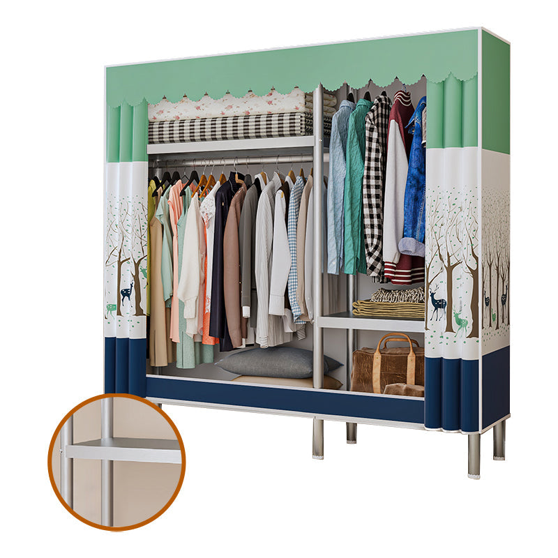 Contemporary Bedroom Wardrobe Metal Wardrobe Closet with Shelves 50"L x 18"W x 69"H White Clearhalo 'Armoires & Wardrobes' 'armoires_wardrobes' 'Bedroom Furniture' 'furn' 'furn_armoires_wardrobes' 'Furniture' 5749888