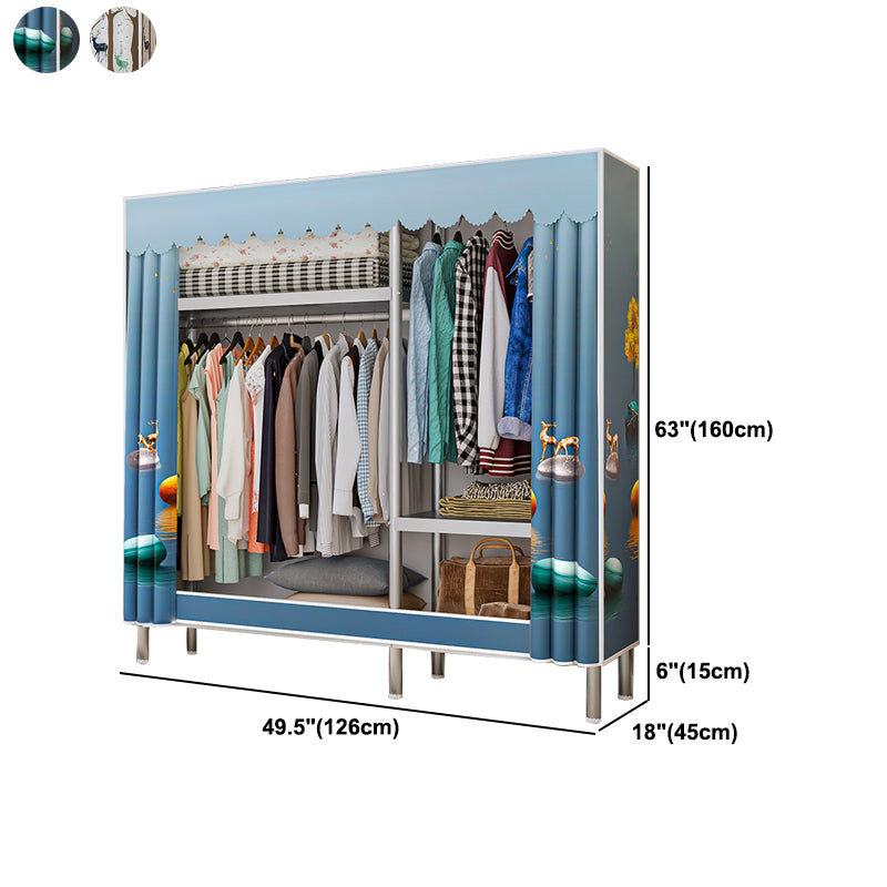 Contemporary Bedroom Wardrobe Metal Wardrobe Closet with Shelves Clearhalo 'Armoires & Wardrobes' 'armoires_wardrobes' 'Bedroom Furniture' 'furn' 'furn_armoires_wardrobes' 'Furniture' 5749890
