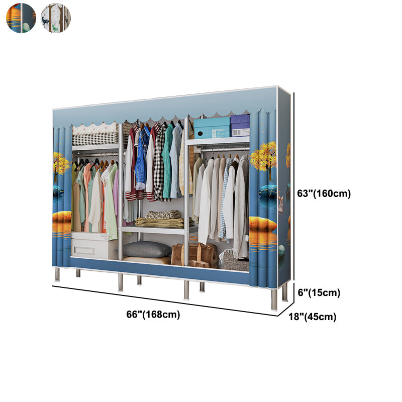 Contemporary Bedroom Wardrobe Metal Wardrobe Closet with Shelves Clearhalo 'Armoires & Wardrobes' 'armoires_wardrobes' 'Bedroom Furniture' 'furn' 'furn_armoires_wardrobes' 'Furniture' 5749892