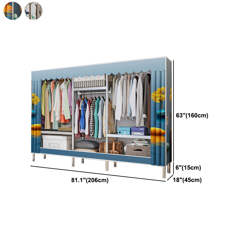 Contemporary Bedroom Wardrobe Metal Wardrobe Closet with Shelves Clearhalo 'Armoires & Wardrobes' 'armoires_wardrobes' 'Bedroom Furniture' 'furn' 'furn_armoires_wardrobes' 'Furniture' 5749893