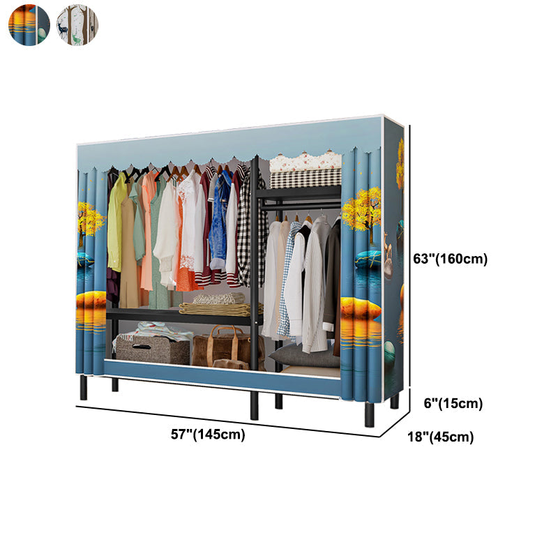 Contemporary Bedroom Wardrobe Metal Wardrobe Closet with Shelves Clearhalo 'Armoires & Wardrobes' 'armoires_wardrobes' 'Bedroom Furniture' 'furn' 'furn_armoires_wardrobes' 'Furniture' 5749895