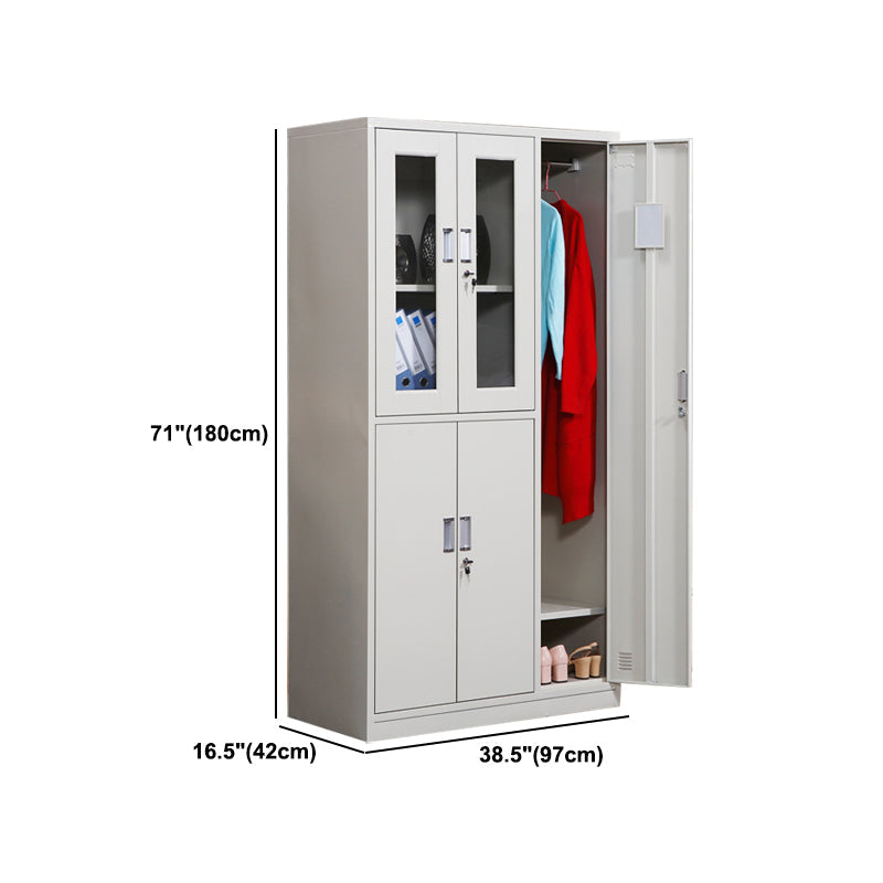 Contemporary Style Home Wardrobe Metal Wardrobe Closet with Locks