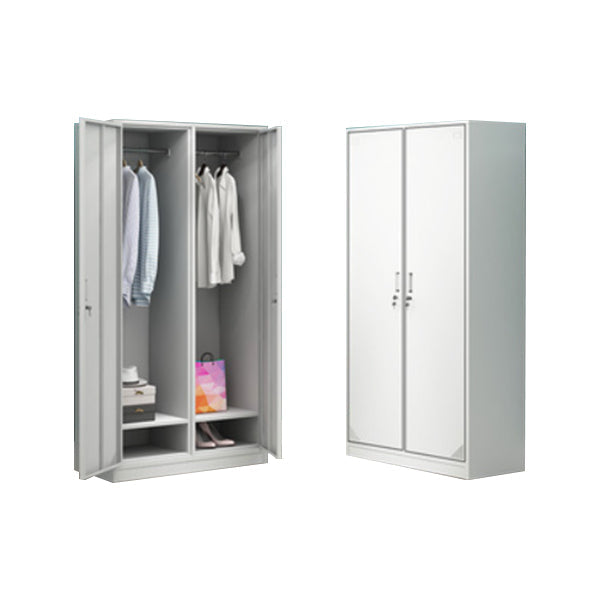 Contemporary Style Wardrobe Armoire White Color Steel Wardrobe Closet with Locks 33.5"L x 16.5"W x 71"H 2 Clearhalo 'Armoires & Wardrobes' 'armoires_wardrobes' 'Bedroom Furniture' 'furn' 'furn_armoires_wardrobes' 'Furniture' 5749922