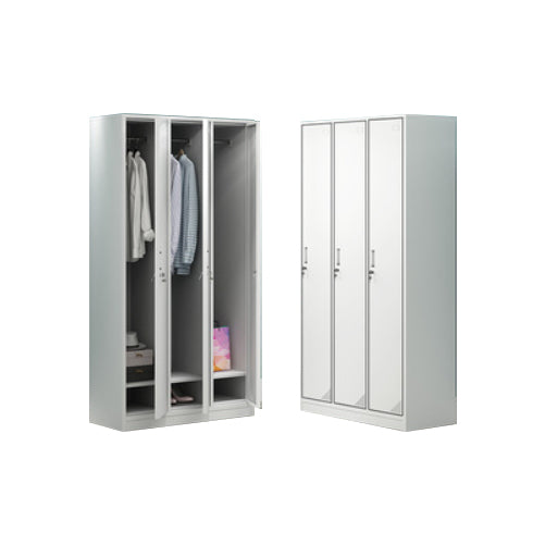 Contemporary Style Wardrobe Armoire White Color Steel Wardrobe Closet with Locks