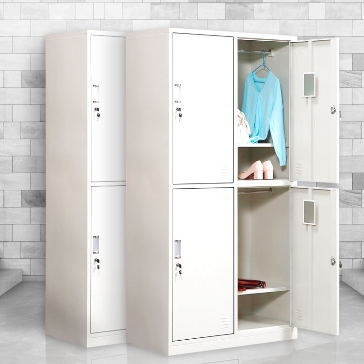 Contemporary Style Wardrobe Armoire White Color Steel Wardrobe Closet with Locks Clearhalo 'Armoires & Wardrobes' 'armoires_wardrobes' 'Bedroom Furniture' 'furn' 'furn_armoires_wardrobes' 'Furniture' 5749925