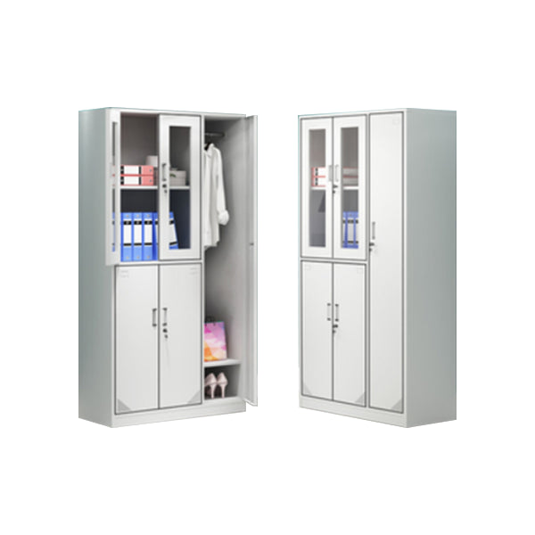Contemporary Style Wardrobe Armoire White Color Steel Wardrobe Closet with Locks 38"L x 17"W x 71"H 3 Clearhalo 'Armoires & Wardrobes' 'armoires_wardrobes' 'Bedroom Furniture' 'furn' 'furn_armoires_wardrobes' 'Furniture' 5749927