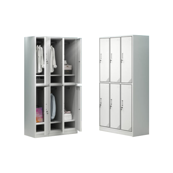 Contemporary Style Wardrobe Armoire White Color Steel Wardrobe Closet with Locks 35.5"L x 16.5"W x 71"H 6 Clearhalo 'Armoires & Wardrobes' 'armoires_wardrobes' 'Bedroom Furniture' 'furn' 'furn_armoires_wardrobes' 'Furniture' 5749929