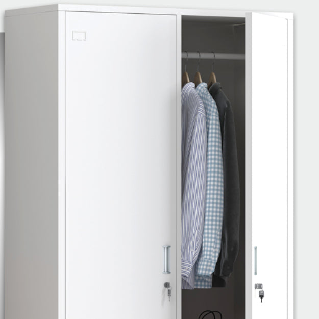 Contemporary Style Wardrobe Armoire White Color Steel Wardrobe Closet with Locks Clearhalo 'Armoires & Wardrobes' 'armoires_wardrobes' 'Bedroom Furniture' 'furn' 'furn_armoires_wardrobes' 'Furniture' 5749936