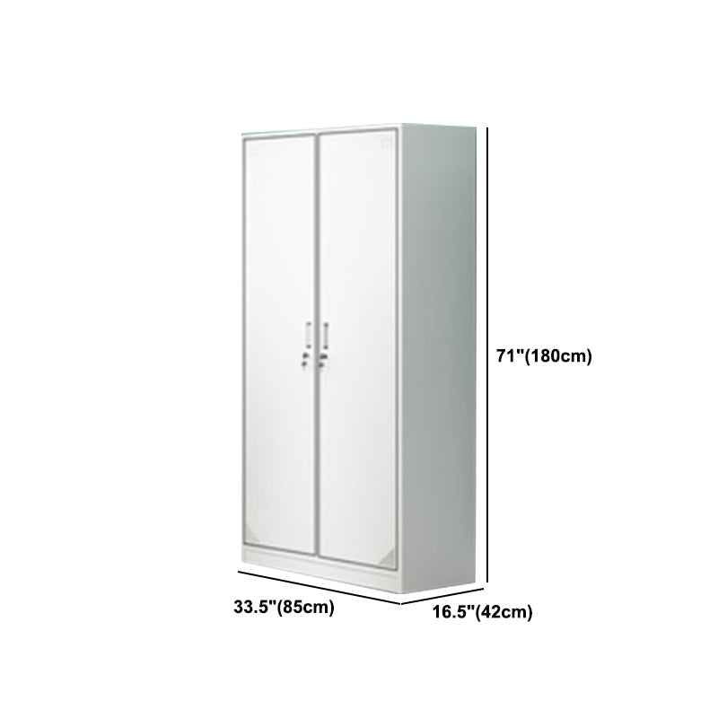 Contemporary Style Wardrobe Armoire White Color Steel Wardrobe Closet with Locks
