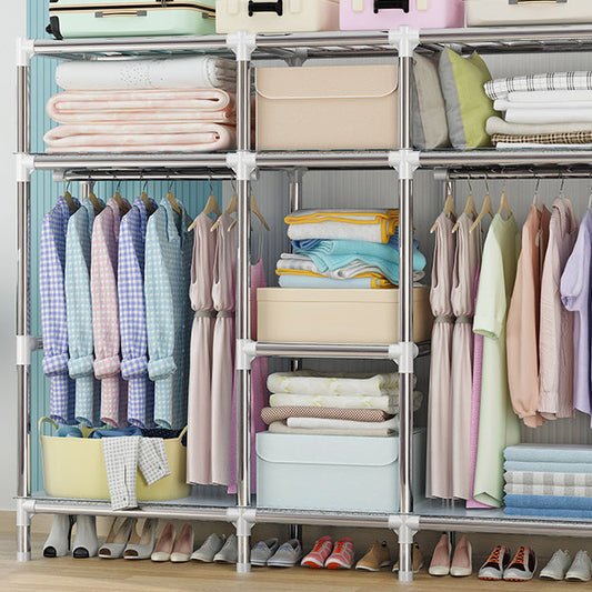 Moderne stijl garderobe arme metalen slaapkamer garderobe kast met planken