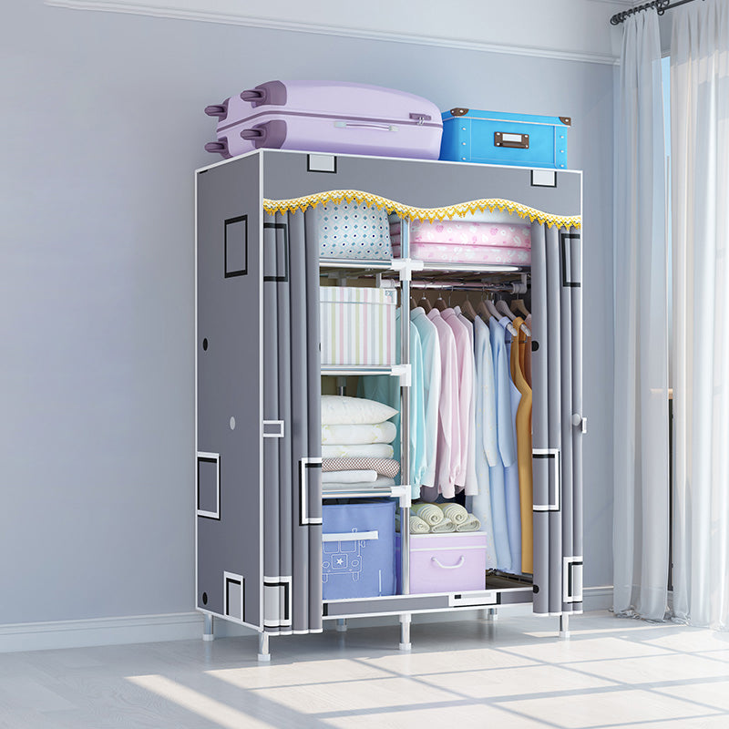 Armario de armario de estilo moderno Armario de dormitorio de metal con estantes