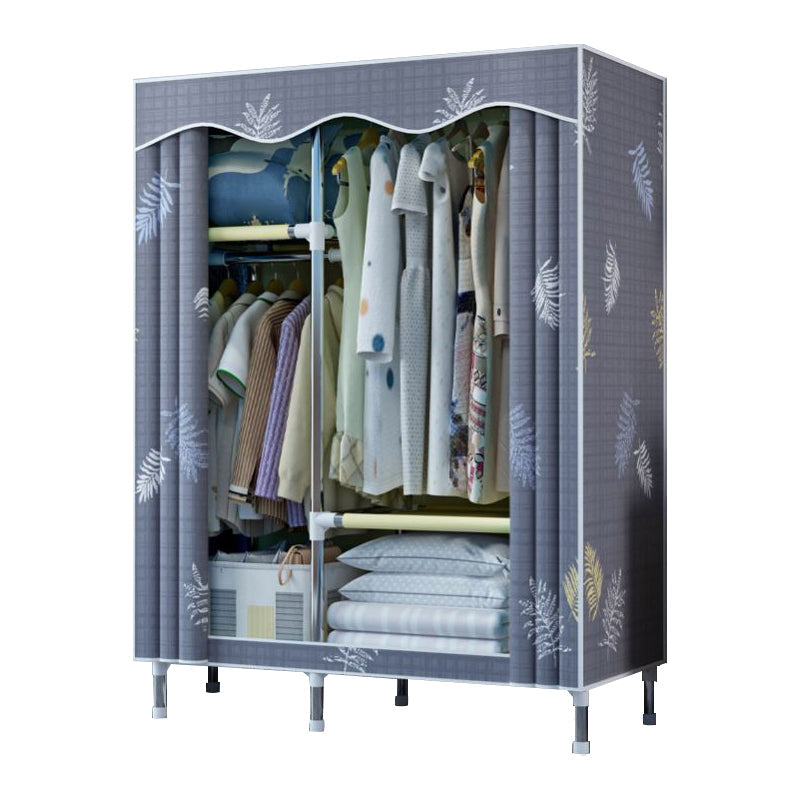 Modern Style Bedroom Wardrobe Armoire Metal Wardrobe Closet with Legs 40"L x 18"W x 67"H Grey Clearhalo 'Armoires & Wardrobes' 'armoires_wardrobes' 'Bedroom Furniture' 'furn' 'furn_armoires_wardrobes' 'Furniture' 5749985