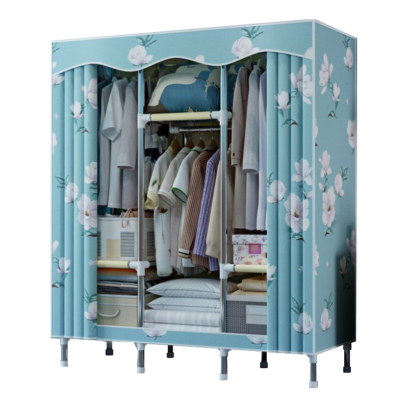 Modern Style Bedroom Wardrobe Armoire Metal Wardrobe Closet with Legs 49"L x 18"W x 67"H Green Clearhalo 'Armoires & Wardrobes' 'armoires_wardrobes' 'Bedroom Furniture' 'furn' 'furn_armoires_wardrobes' 'Furniture' 5749986