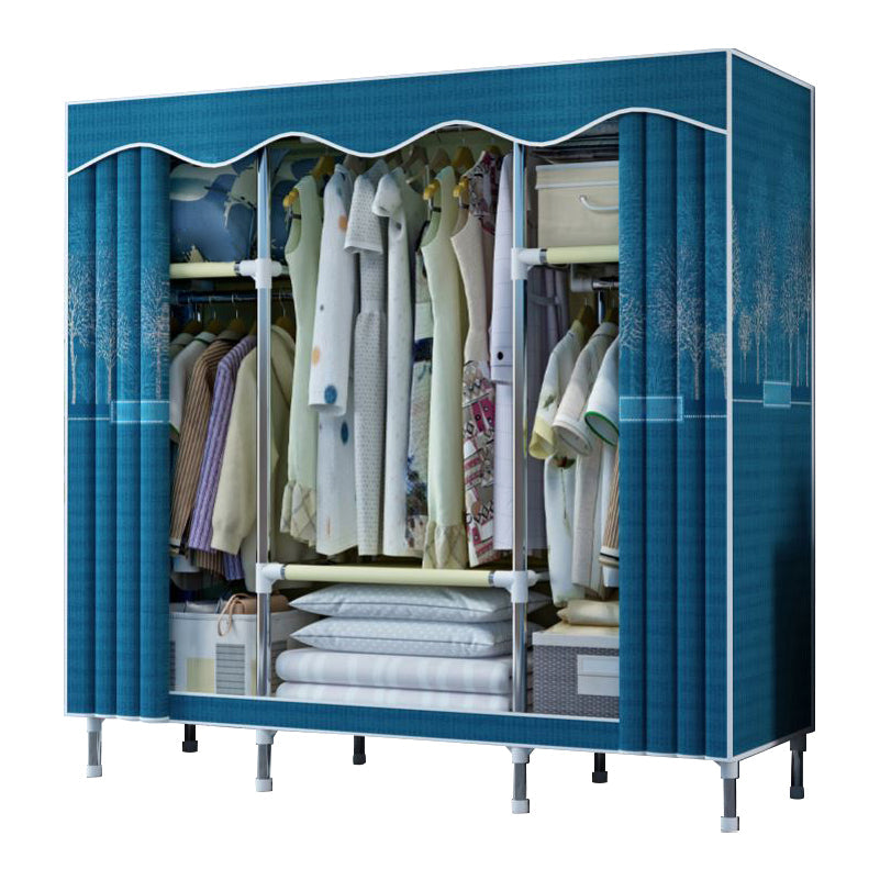 Modern Style Bedroom Wardrobe Armoire Metal Wardrobe Closet with Legs 57"L x 18"W x 67"H Peacock Green Clearhalo 'Armoires & Wardrobes' 'armoires_wardrobes' 'Bedroom Furniture' 'furn' 'furn_armoires_wardrobes' 'Furniture' 5749989