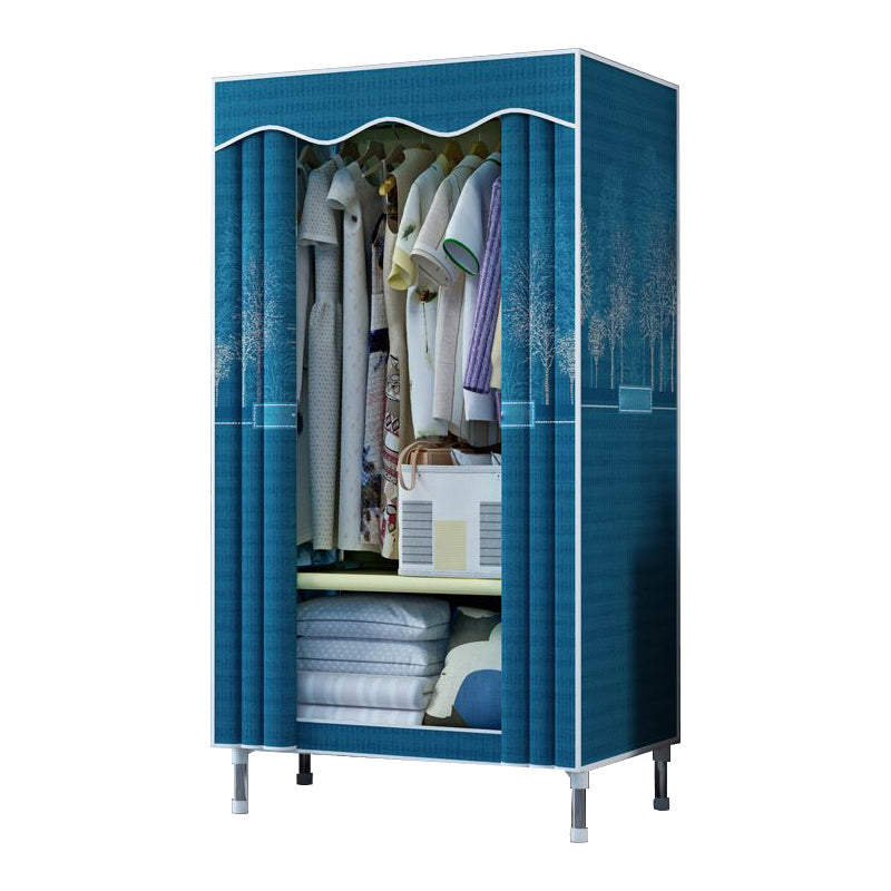 Modern Style Bedroom Wardrobe Armoire Metal Wardrobe Closet with Legs 25.6"L x 17.7"W x 66.9"H Peacock Green Clearhalo 'Armoires & Wardrobes' 'armoires_wardrobes' 'Bedroom Furniture' 'furn' 'furn_armoires_wardrobes' 'Furniture' 5749991