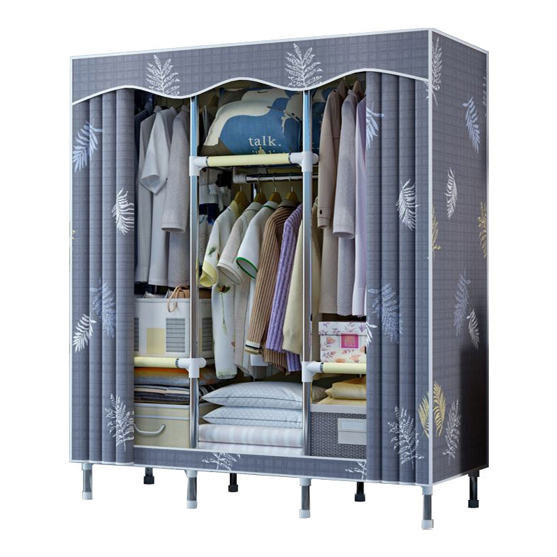 Modern Style Bedroom Wardrobe Armoire Metal Wardrobe Closet with Legs 49"L x 18"W x 67"H Grey Clearhalo 'Armoires & Wardrobes' 'armoires_wardrobes' 'Bedroom Furniture' 'furn' 'furn_armoires_wardrobes' 'Furniture' 5749993
