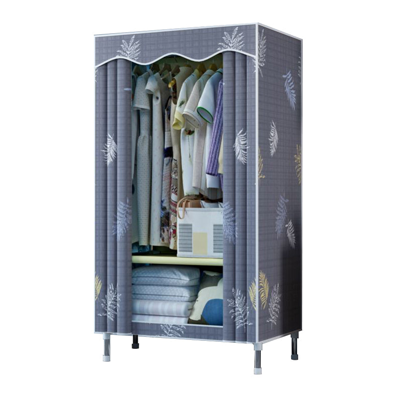 Modern Style Bedroom Wardrobe Armoire Metal Wardrobe Closet with Legs 25.6"L x 17.7"W x 66.9"H Grey Clearhalo 'Armoires & Wardrobes' 'armoires_wardrobes' 'Bedroom Furniture' 'furn' 'furn_armoires_wardrobes' 'Furniture' 5749994