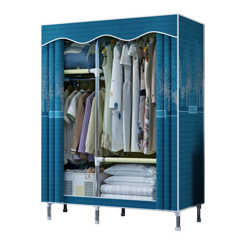 Modern Style Bedroom Wardrobe Armoire Metal Wardrobe Closet with Legs 40"L x 18"W x 67"H Peacock Green Clearhalo 'Armoires & Wardrobes' 'armoires_wardrobes' 'Bedroom Furniture' 'furn' 'furn_armoires_wardrobes' 'Furniture' 5749997