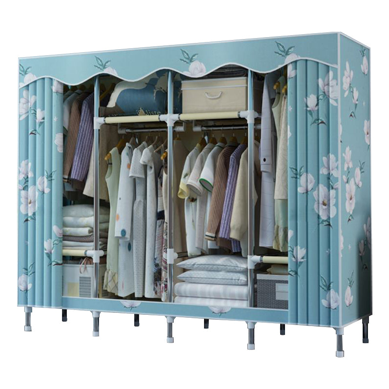 Modern Style Bedroom Wardrobe Armoire Metal Wardrobe Closet with Legs 65"L x 18"W x 67"H Green Clearhalo 'Armoires & Wardrobes' 'armoires_wardrobes' 'Bedroom Furniture' 'furn' 'furn_armoires_wardrobes' 'Furniture' 5750001