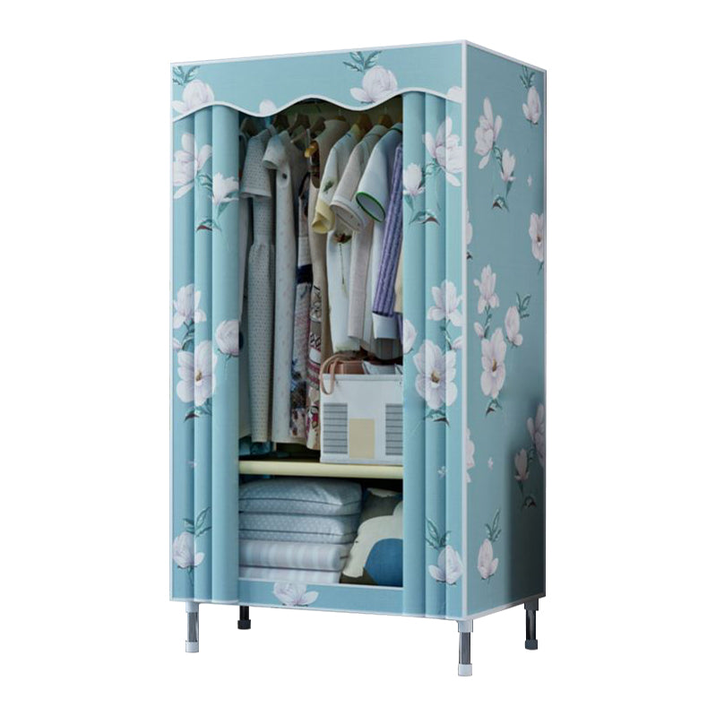 Modern Style Bedroom Wardrobe Armoire Metal Wardrobe Closet with Legs 25.6"L x 17.7"W x 66.9"H Green Clearhalo 'Armoires & Wardrobes' 'armoires_wardrobes' 'Bedroom Furniture' 'furn' 'furn_armoires_wardrobes' 'Furniture' 5750002