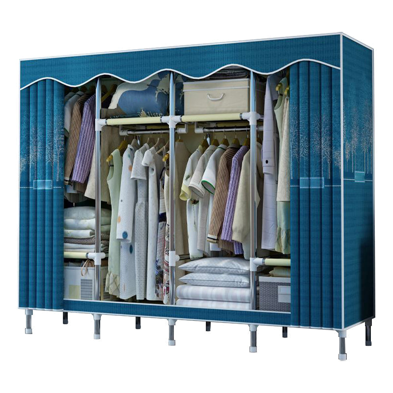 Modern Style Bedroom Wardrobe Armoire Metal Wardrobe Closet with Legs 65"L x 18"W x 67"H Peacock Green Clearhalo 'Armoires & Wardrobes' 'armoires_wardrobes' 'Bedroom Furniture' 'furn' 'furn_armoires_wardrobes' 'Furniture' 5750010