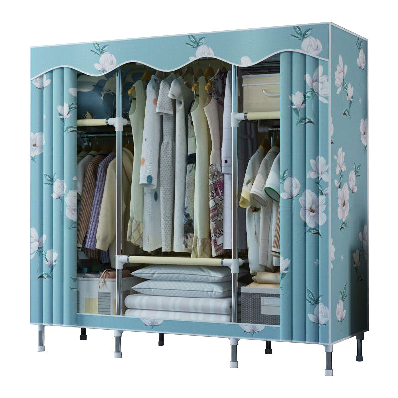Modern Style Bedroom Wardrobe Armoire Metal Wardrobe Closet with Legs 57"L x 18"W x 67"H Green Clearhalo 'Armoires & Wardrobes' 'armoires_wardrobes' 'Bedroom Furniture' 'furn' 'furn_armoires_wardrobes' 'Furniture' 5750015
