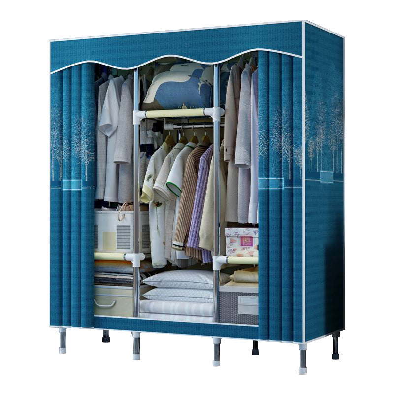 Modern Style Bedroom Wardrobe Armoire Metal Wardrobe Closet with Legs 49"L x 18"W x 67"H Peacock Green Clearhalo 'Armoires & Wardrobes' 'armoires_wardrobes' 'Bedroom Furniture' 'furn' 'furn_armoires_wardrobes' 'Furniture' 5750017