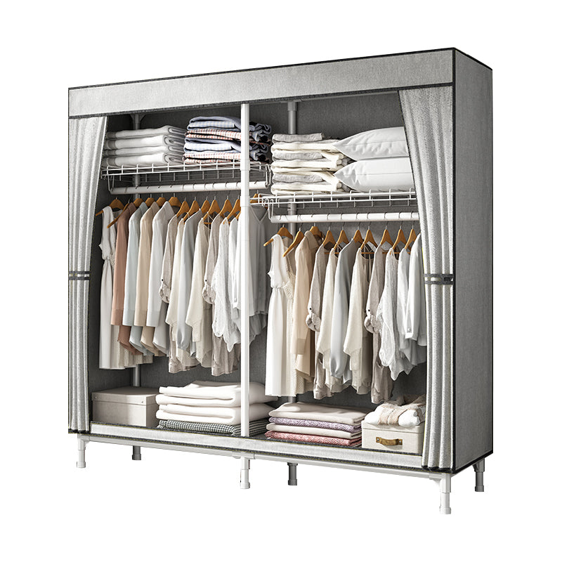Contemporary Style Wardrobe Steel Wardrobe Closet with Shelves 47"L x 18"W x 63"H Grey Clearhalo 'Armoires & Wardrobes' 'armoires_wardrobes' 'Bedroom Furniture' 'furn' 'furn_armoires_wardrobes' 'Furniture' 5750083