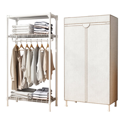 Contemporary Style Wardrobe Steel Wardrobe Closet with Shelves 29.5"L x 18"W x 63"H White Clearhalo 'Armoires & Wardrobes' 'armoires_wardrobes' 'Bedroom Furniture' 'furn' 'furn_armoires_wardrobes' 'Furniture' 5750088