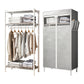 Contemporary Style Wardrobe Steel Wardrobe Closet with Shelves 29.5"L x 18"W x 63"H Grey Clearhalo 'Armoires & Wardrobes' 'armoires_wardrobes' 'Bedroom Furniture' 'furn' 'furn_armoires_wardrobes' 'Furniture' 5750094