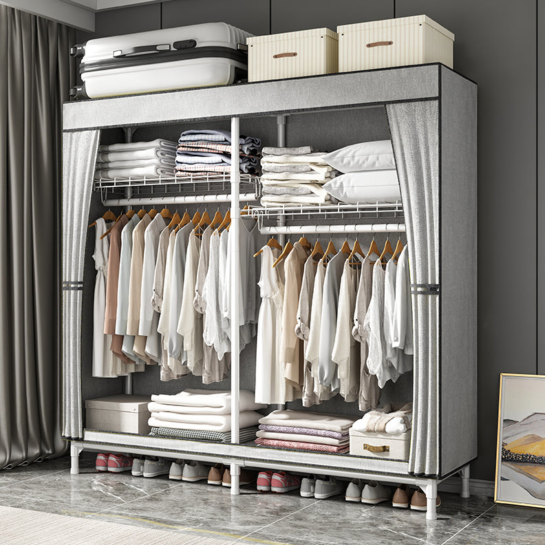 Contemporary Style Wardrobe Steel Wardrobe Closet with Shelves Clearhalo 'Armoires & Wardrobes' 'armoires_wardrobes' 'Bedroom Furniture' 'furn' 'furn_armoires_wardrobes' 'Furniture' 5750100