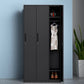 Contemporary Style Wardrobe Metal Home Wardrobe Closet with Doors 35"L x 20"W x 73"H Black 3 Clearhalo 'Armoires & Wardrobes' 'armoires_wardrobes' 'Bedroom Furniture' 'furn' 'furn_armoires_wardrobes' 'Furniture' 5750145