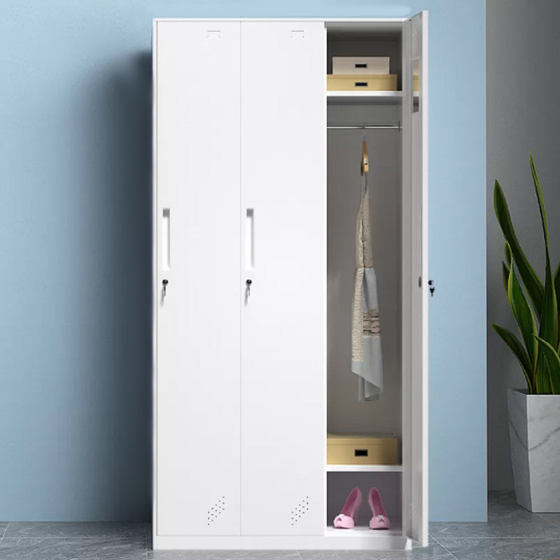 Contemporary Style Wardrobe Metal Home Wardrobe Closet with Doors 35"L x 20"W x 73"H White 3 Clearhalo 'Armoires & Wardrobes' 'armoires_wardrobes' 'Bedroom Furniture' 'furn' 'furn_armoires_wardrobes' 'Furniture' 5750147