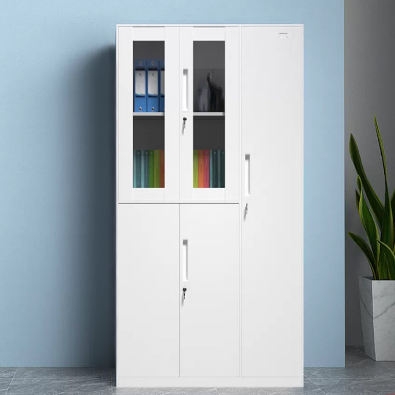 Contemporary Style Wardrobe Metal Home Wardrobe Closet with Doors 38.2"L x 19.7"W x 72.8"H White 3 Clearhalo 'Armoires & Wardrobes' 'armoires_wardrobes' 'Bedroom Furniture' 'furn' 'furn_armoires_wardrobes' 'Furniture' 5750154