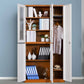 Contemporary Style Wardrobe Metal Home Wardrobe Closet with Doors 38.2"L x 19.7"W x 72.8"H White-Brown 3 Clearhalo 'Armoires & Wardrobes' 'armoires_wardrobes' 'Bedroom Furniture' 'furn' 'furn_armoires_wardrobes' 'Furniture' 5750156