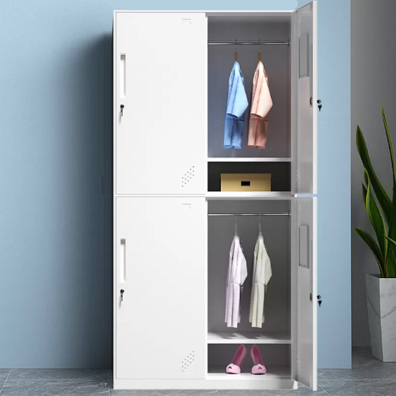 Contemporary Style Wardrobe Metal Home Wardrobe Closet with Doors 35"L x 20"W x 73"H White 4 Clearhalo 'Armoires & Wardrobes' 'armoires_wardrobes' 'Bedroom Furniture' 'furn' 'furn_armoires_wardrobes' 'Furniture' 5750158