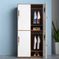 Contemporary Style Wardrobe Metal Home Wardrobe Closet with Doors 35"L x 20"W x 73"H White-Brown 4 Clearhalo 'Armoires & Wardrobes' 'armoires_wardrobes' 'Bedroom Furniture' 'furn' 'furn_armoires_wardrobes' 'Furniture' 5750160