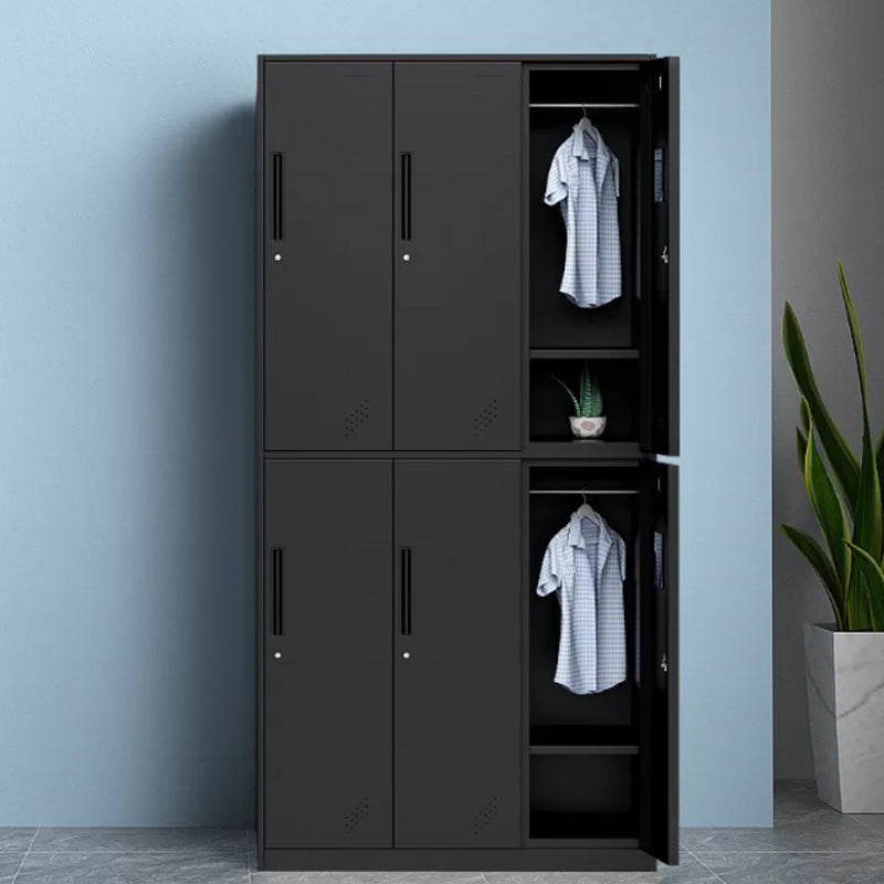 Contemporary Style Wardrobe Metal Home Wardrobe Closet with Doors 35"L x 20"W x 73"H Black 6 Clearhalo 'Armoires & Wardrobes' 'armoires_wardrobes' 'Bedroom Furniture' 'furn' 'furn_armoires_wardrobes' 'Furniture' 5750161