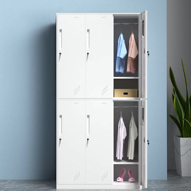 Contemporary Style Wardrobe Metal Home Wardrobe Closet with Doors 35"L x 20"W x 73"H White 6 Clearhalo 'Armoires & Wardrobes' 'armoires_wardrobes' 'Bedroom Furniture' 'furn' 'furn_armoires_wardrobes' 'Furniture' 5750162