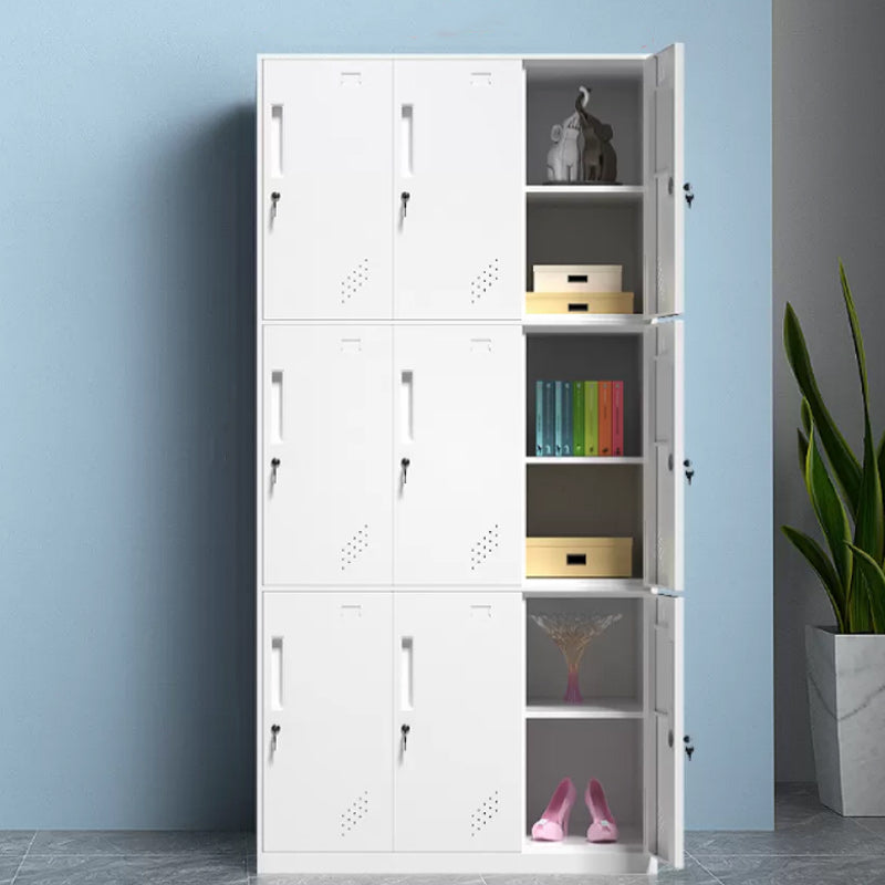 Contemporary Style Wardrobe Metal Home Wardrobe Closet with Doors 35.4"L x 15.7"W x 72.8"H White 9 Clearhalo 'Armoires & Wardrobes' 'armoires_wardrobes' 'Bedroom Furniture' 'furn' 'furn_armoires_wardrobes' 'Furniture' 5750166