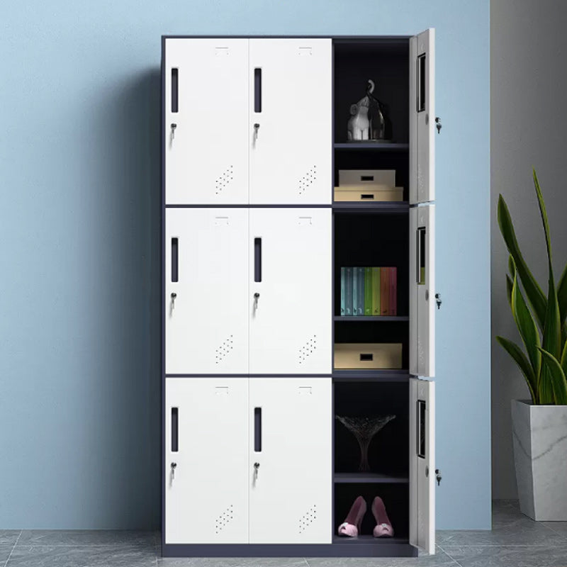 Contemporary Style Wardrobe Metal Home Wardrobe Closet with Doors 35.4"L x 15.7"W x 72.8"H White-Gray 9 Clearhalo 'Armoires & Wardrobes' 'armoires_wardrobes' 'Bedroom Furniture' 'furn' 'furn_armoires_wardrobes' 'Furniture' 5750167