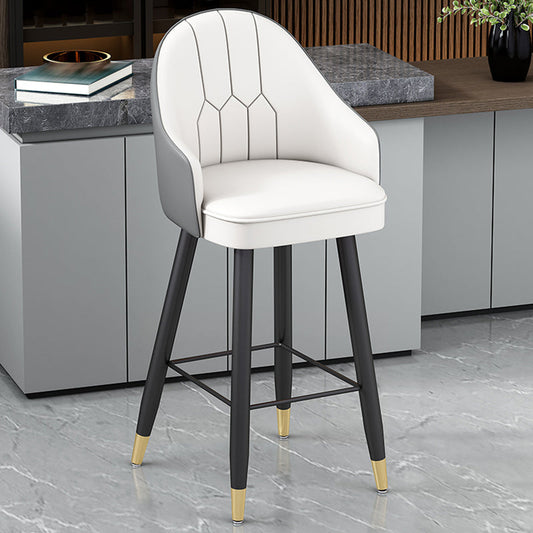 Modern Bucket Seat Bar Stools Faux Leather Low Back Barstool White 1 Piece